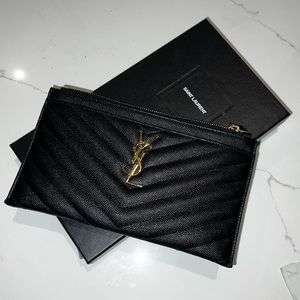 YSL Monogram Bill Pouch in Black